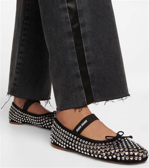 miu miu embellished ballerina flats|midi miu flat sandals.